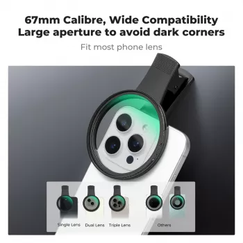 Filtru KF Black Diffusion 1/4 67 mm cu adaptor clip-on pentru smartphone