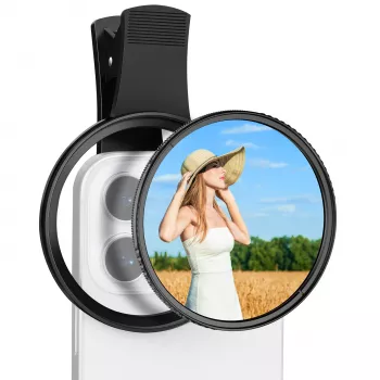 Set de filtre pentru telefon KF Black Diffusion 1/4 + CPL 2 în 1 67 mm clip-on