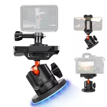 Suport cu bază magnetică și cap sferic 3D KF pentru cameră GoPro smartphone cu filet 1/4 inch KF31.156 negru