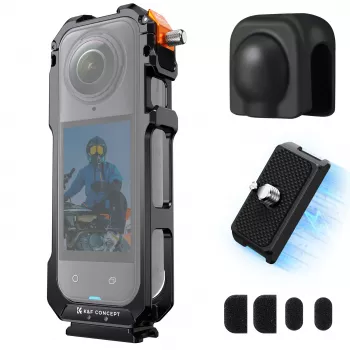 Carcasă de protecție tip ramă KF cu 2x filet 1/4 inch-20 și suport GoPro pentru Insta360 X5 / Kf31.182
