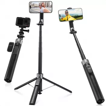 K&F Concept X97-C Selfie Stick Stativ 180 cm cu suport magnetic MagSafe și declanșator Bluetooth (negru)