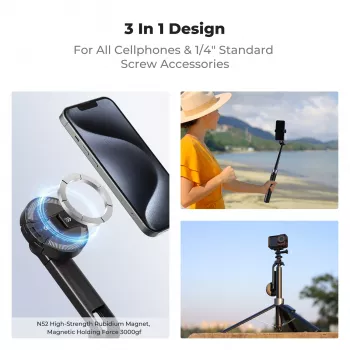 K&F Concept X97-C Selfie Stick Stativ 180 cm cu suport magnetic MagSafe și declanșator Bluetooth (negru)
