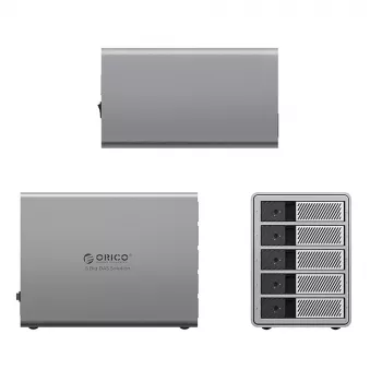 Soluție DAS ORICO 9858T3 cu 5 bay-uri Thunderbolt 3 ProThunder pentru HDD/SSD SATA de 2,5/3,5 inch - gri