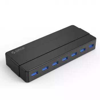 Hub ORICO H7928-U3-V1 USB 3.0 cu 7 porturi și 7x USB-A, Negru