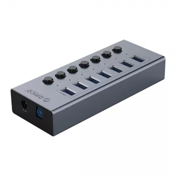 Hub ORICO BT2U3-7AB USB 3.0 cu 7 porturi și întrerupătoare individuale - Gri