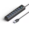 Hub USB 3.0 ORICO PW7U-U3 cu 7 porturi și alimentare USB-C, cablu 1m, negru