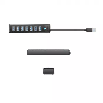 Hub USB 3.0 ORICO PW7U-U3 cu 7 porturi și alimentare USB-C, cablu 1m, negru