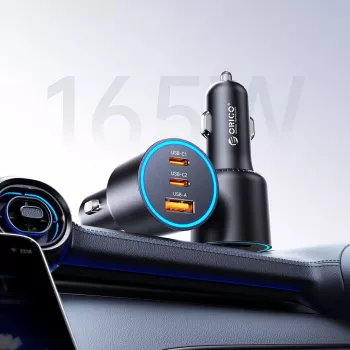 Încărcător auto ORICO HyperDrive 165W USB-A + 2x USB-C, negru