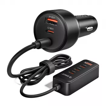 Încărcător auto ORICO ChargeClip 108W cu clemă, 2x USB-A + 4x USB-C, negru