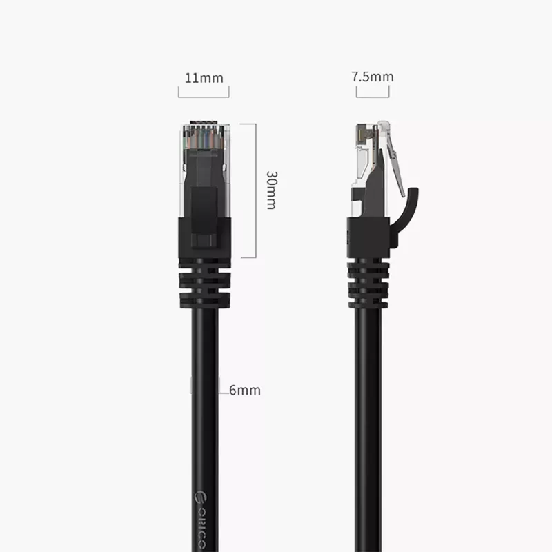 Cablu patch Ethernet ORICO PUG-C6 CAT6 30m - Negru