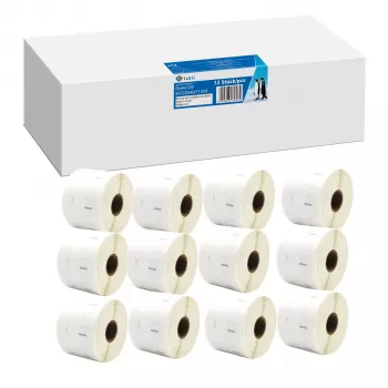 12x etichete G&G 32 mm x 57 mm negru pe alb, compatibile cu Dymo 11354 / S0722540