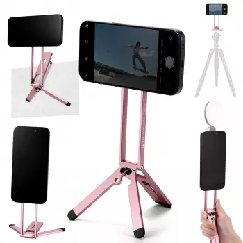 KF Suport magnetic 3-în-1 pentru telefon trepied mâner stand de birou pentru iPhone MagSafe roz