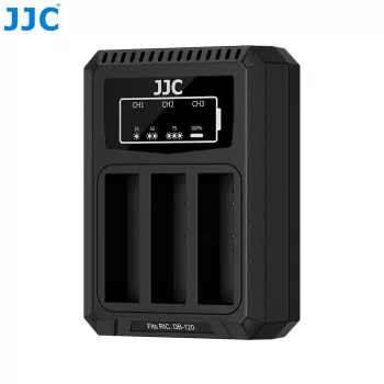 Încărcător triplu USB pentru baterii JJC pentru Ricoh DB-120 (3 sloturi) - DCH-DB120TC