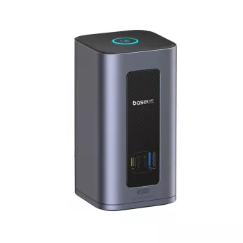 Baseus Nomos NU1 Air Spacemate Stație de andocare USB-C 12-în-1, 2x HDMI 4K@60Hz, 2x DP 4K@60Hz, 2x USB-C, 2x USB-A 5Gbps, 2x USB-A 2.0, RJ45 Gigabit Ethernet, gri