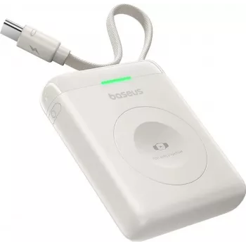 Baterie externă Baseus EnerFill FW11 5W pentru Apple Watch cu cablu integrat - Alb