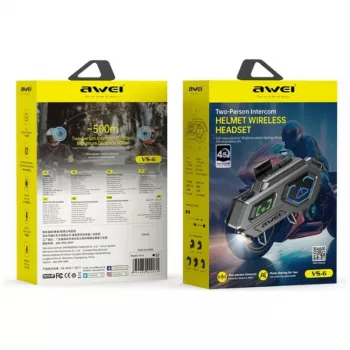 Cască intercom Bluetooth pentru motocicletă AWEI VS-6 negru