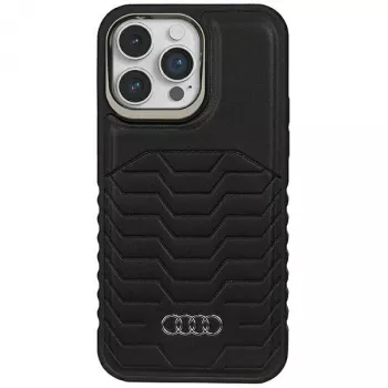 Husă rigidă MagSafe din piele sintetică AUDI pentru Apple iPhone 15 Pro Max 6,7 inch - neagră