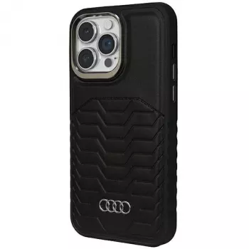 Husă rigidă MagSafe din piele sintetică AUDI pentru Apple iPhone 15 Pro Max 6,7 inch - neagră