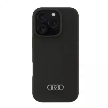 Husă Audi din silicon pentru Apple iPhone 16 Pro 6,3 inch, neagră, spate rigid AU-LSRIP16P-Q3/D1-BK