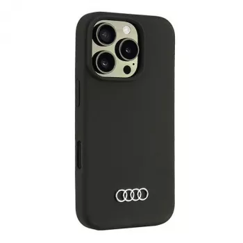 Husă Audi din silicon pentru Apple iPhone 16 Pro 6,3 inch, neagră, spate rigid AU-LSRIP16P-Q3/D1-BK