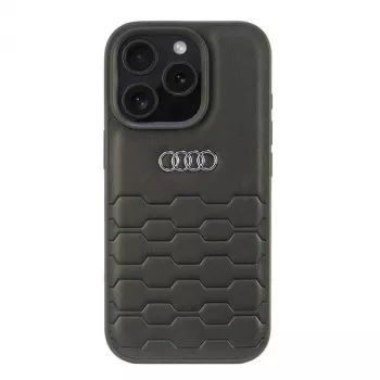 Husă rigidă Audi din piele sintetică pentru Apple iPhone 16 Pro 6,3 inch - neagră