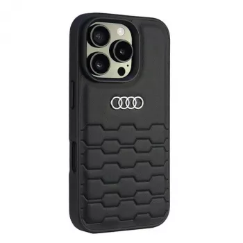 Husă rigidă Audi din piele sintetică pentru Apple iPhone 16 Pro 6,3 inch - neagră