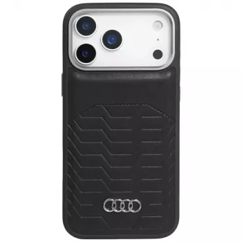 Husă MagSafe Audi GT din piele sintetică pentru iPhone 17 Pro, neagră
