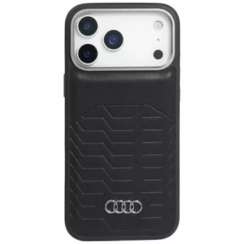 Husă MagSafe Audi GT din piele sintetică pentru iPhone 17 Pro Max, neagră