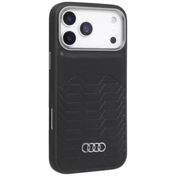 Husă MagSafe Audi GT din piele sintetică pentru iPhone 17 Pro Max, neagră