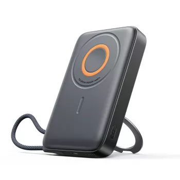 Power bank Joyroom JR-PBM02 22.5W 10000mAh 3-în-1 inductiv magnetic compatibil cu MagSafe cu cablu integrat - Negru