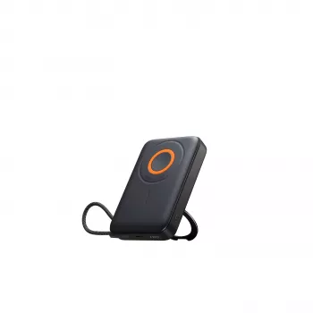 Power bank Joyroom JR-PBM02 22.5W 10000mAh 3-în-1 inductiv magnetic compatibil cu MagSafe cu cablu integrat - Negru