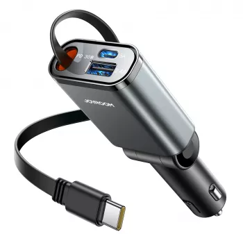 Încărcător auto 3 în 1 Joyroom JR-CCL07 cu cabluri retractabile - gri închis