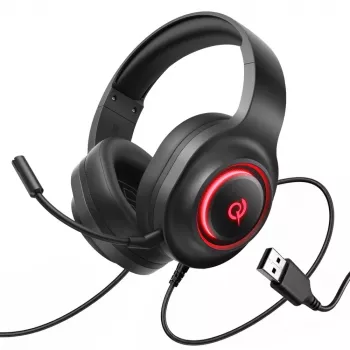 Cască gaming cu fir QCY V200 Pro cu sunet surround virtual 7.1 și microfon detașabil - Negru
