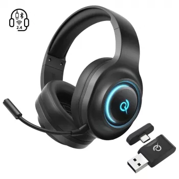 Cască gaming tri-mod QCY Heroad V200 cu sunet surround 7.1, baterie 240h, microfon detașabil - Negru