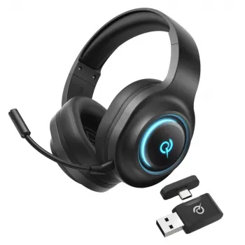 Cască gaming tri-mod QCY Heroad V200 cu sunet surround 7.1, baterie 240h, microfon detașabil - Negru