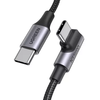 Cablu cotit UGREEN USB-C la USB-C US334 5A PD 100W 2m Negru