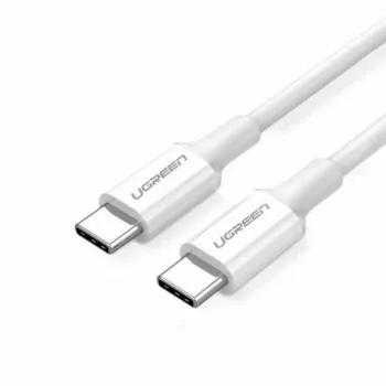 Cablu UGREEN USB-C tată la USB-C tată 2.0 US300, 2 m, alb