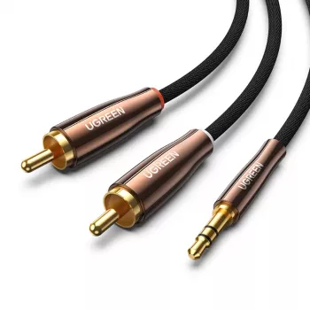 Cablu audio UGREEN 2x RCA (Cinch) la 3,5 mm, 2 m, negru