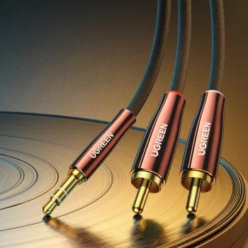 Cablu audio UGREEN 2x RCA (Cinch) la 3,5 mm, 2 m, negru