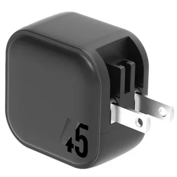 Încărcător de călătorie ENERGEA Travelite GAN45 45W GaN USB-C cu două porturi, cu adaptoare US+EU, negru