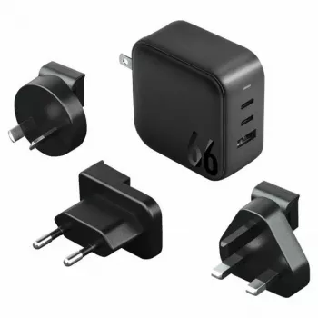 Încărcător ENERGEA Travelite GAN66 66W GaN USB-C 2C1A negru US+EU