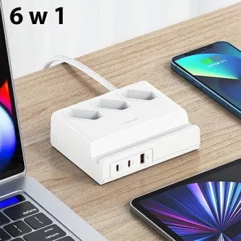 Prelungitor USB USAMS 65W Super SiFast Charging EU alb CC160TC01 (US-CC160)