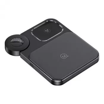 Stație de încărcare wireless 3 în 1 USAMS 15W negru CD190WXC01 (US-CD190)