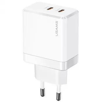 Încărcător de perete USAMS T54 GaN 40W 2xUSB-C PD încărcare rapidă alb CC172TC02 (US-CC172)