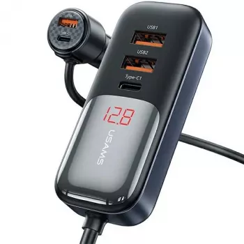 Încărcător auto USAMS C40 3xUSB+2xUSB-C 165W PD+QC, încărcare rapidă, negru CC213CC01 (US-CC213)