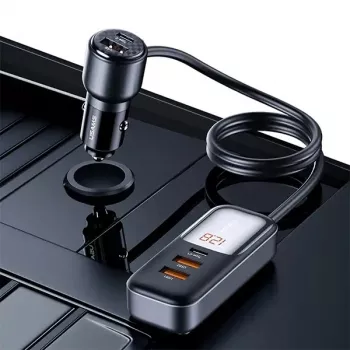 Încărcător auto USAMS C40 3xUSB+2xUSB-C 165W PD+QC, încărcare rapidă, negru CC213CC01 (US-CC213)