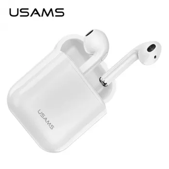 Căști True Wireless Stereo Bluetooth 5.0 USAMS LU Series cu carcasă de încărcare, albe, BHULU01 (US-LU001)