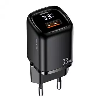 USAMS Încărcător rapid USB-C + USB-A 33W PD3.0 QC3.0 negru CC152TC01