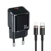 Încărcător rapid USAMS T45 30W PD3.0 USB-C cu cablu U63 USB-C la Lightning, negru, UXTZH01