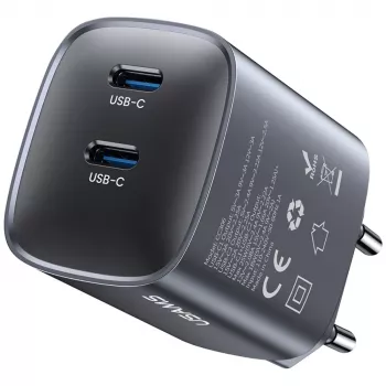 Încărcător de perete USAMS CC305 T66 45W GaN cu 2x USB-C, patinat